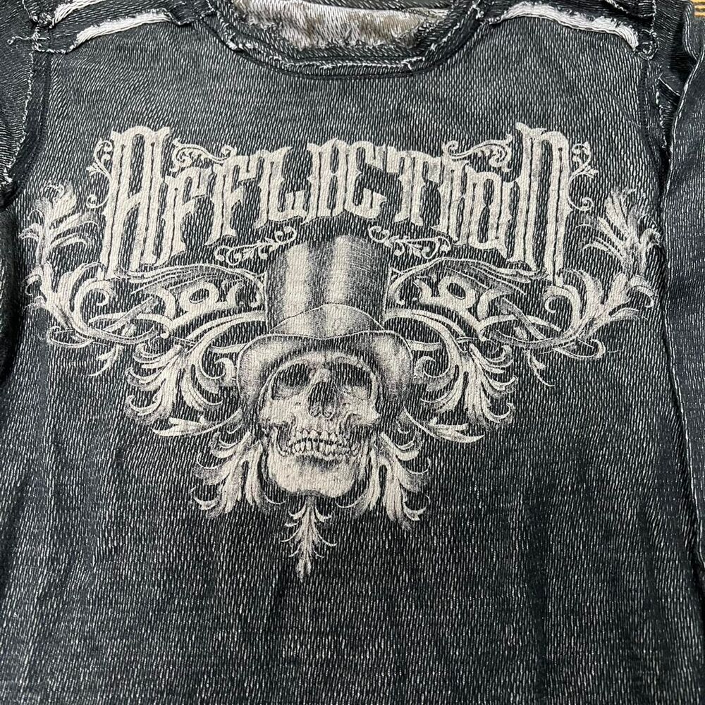 Affliction Reversible black long sleeve thermal shirt Size medium skulls grunge - Picture 5 of 7